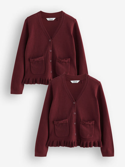 Dsiney Kidz - Clarks Burgundy Red Bow Knitted School Cardigans 2 Pack image 1