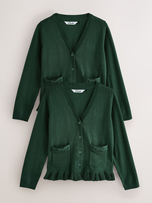 Dsiney Kidz - Clarks Green Bow Knitted School Cardigans 2 Pack image 1