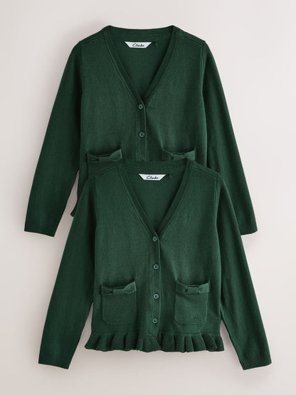 Dsiney Kidz - Clarks Green Bow Knitted School Cardigans 2 Pack image 1