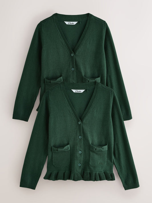 Dsiney Kidz - Clarks Green Bow Knitted School Cardigans 2 Pack image 1