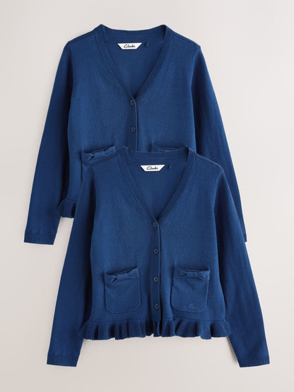 Dsiney Kidz - Clarks Blue Bow Knitted School Cardigans 2 Pack image 1