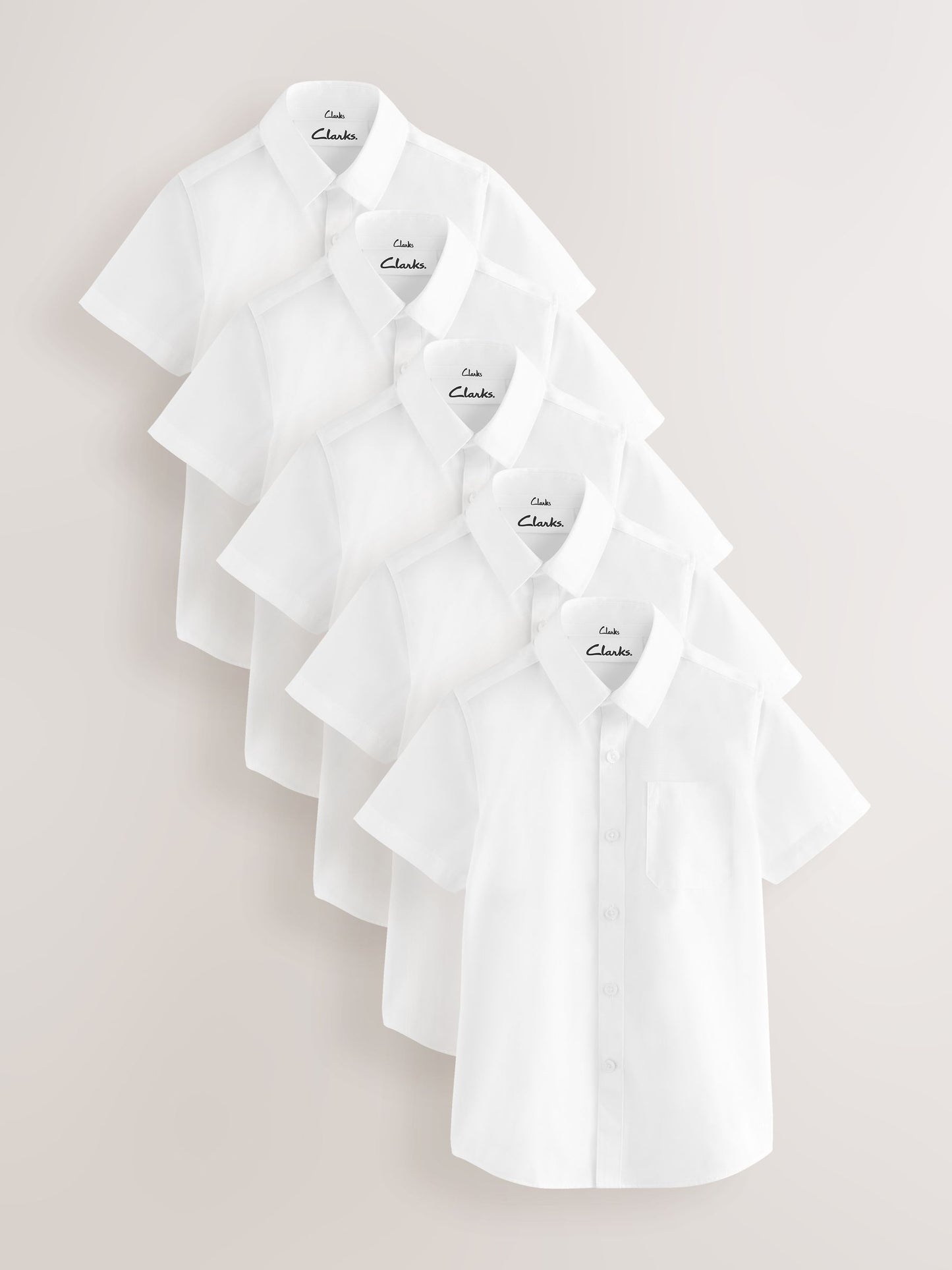 Dsiney Kidz - Clarks White Short Sleeve School Shirts 5 Pack image 1