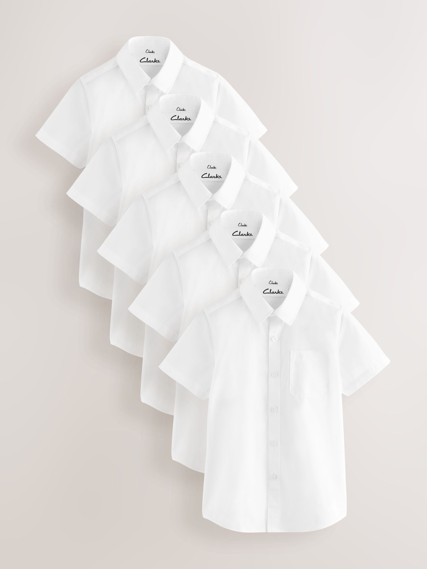 Dsiney Kidz - Clarks White Short Sleeve School Shirts 5 Pack image 1