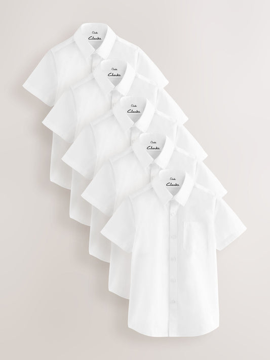 Disney Kidz - Clarks White Short Sleeve School Shirts 5 Pack image 1