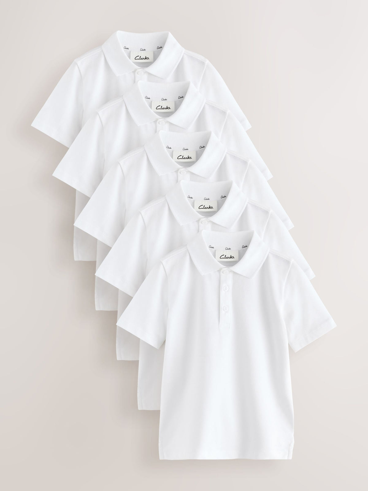 Dsiney Kidz - White 5 Pack Clarks Short Sleeve School Polo Shirts image 1