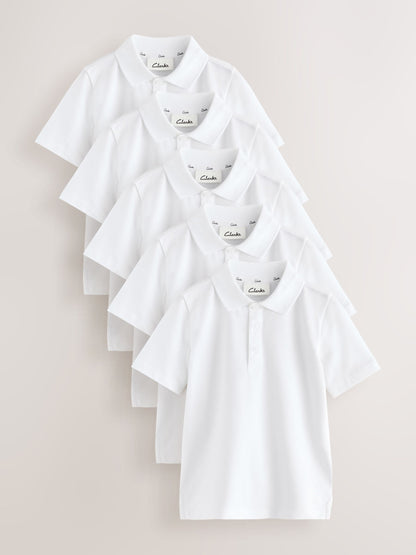 Dsiney Kidz - White 5 Pack Clarks Short Sleeve School Polo Shirts image 1