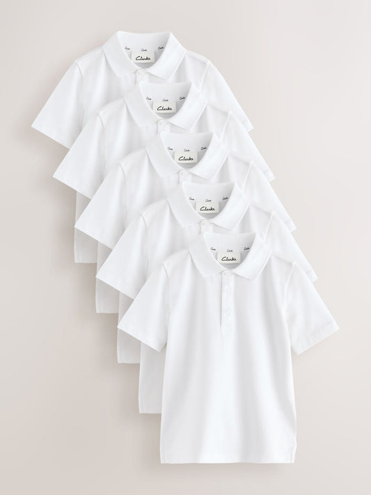 Dsiney Kidz - White 5 Pack Clarks Short Sleeve School Polo Shirts image 1