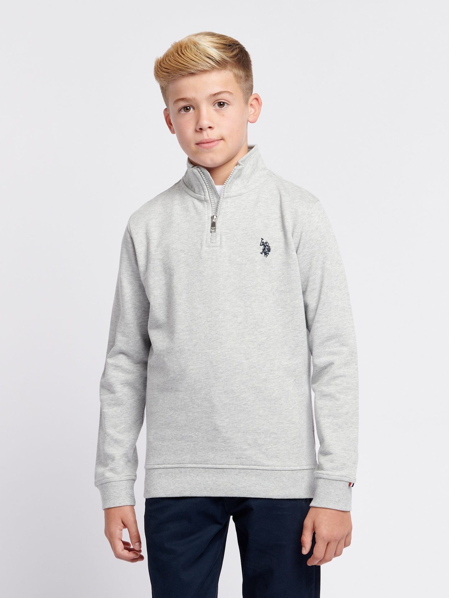 Dsiney Kidz - U.S. Polo Assn. Grey Boys Double Horsemen ¼ Zip Sweatshirt image 1