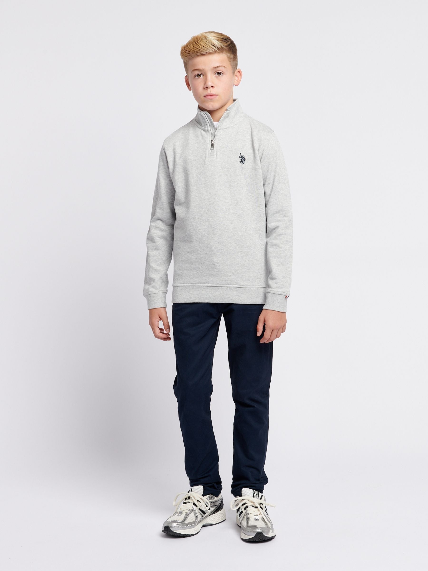 Dsiney Kidz - U.S. Polo Assn. Grey Boys Double Horsemen ¼ Zip Sweatshirt image 3