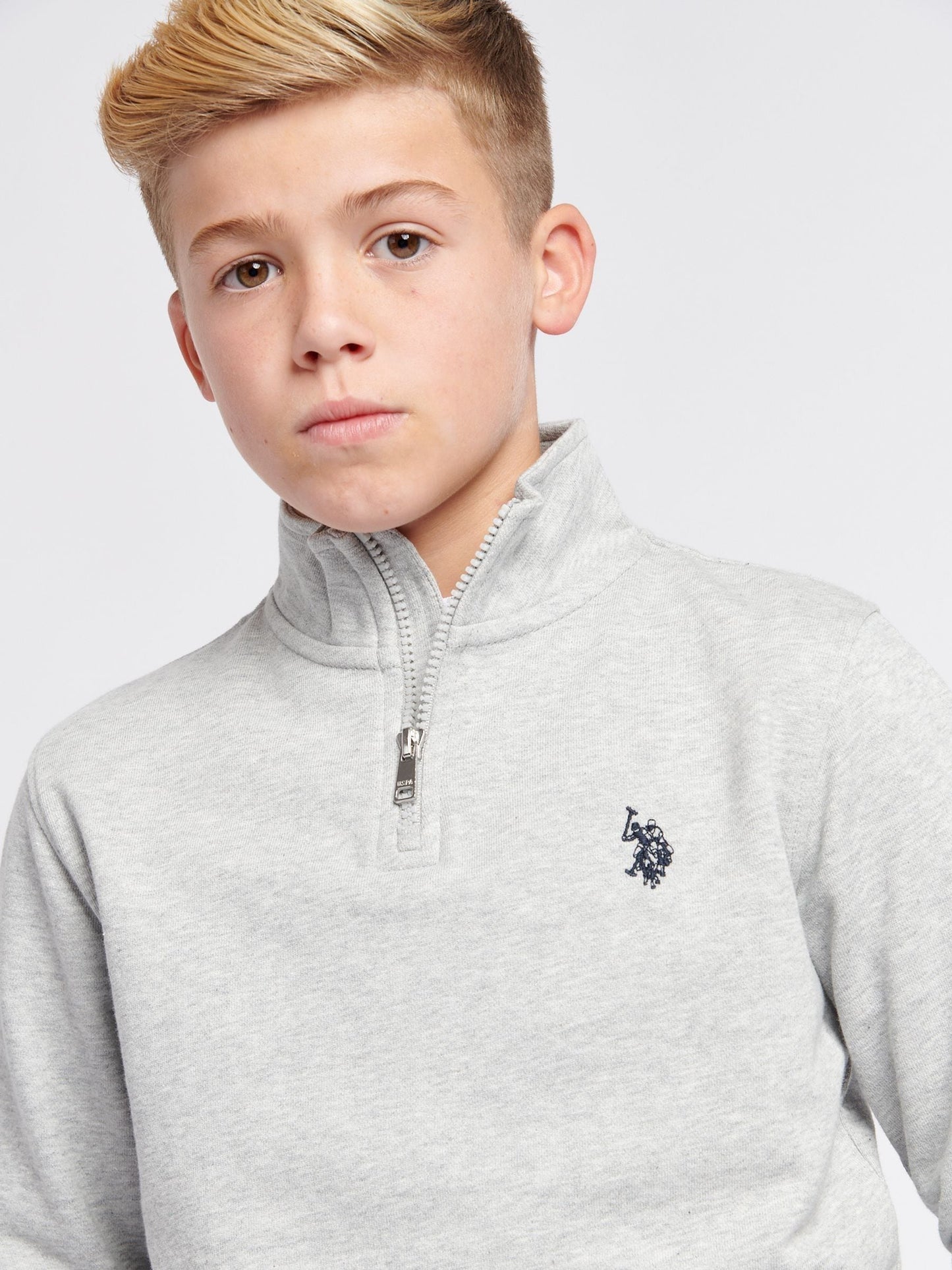 Dsiney Kidz - U.S. Polo Assn. Grey Boys Double Horsemen ¼ Zip Sweatshirt image 4