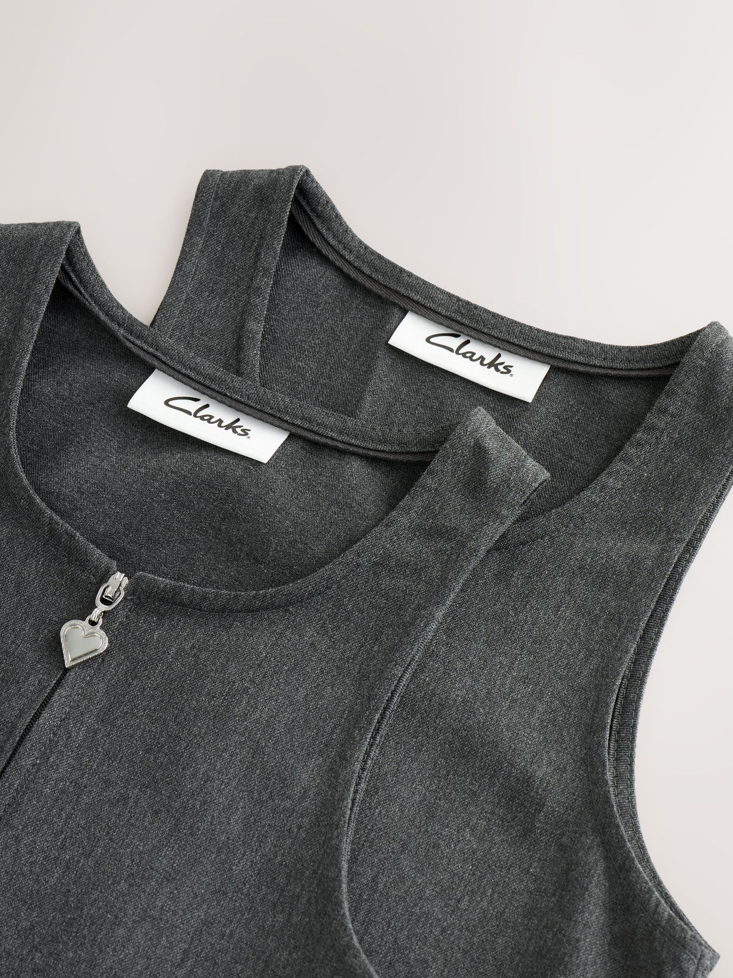 Clarks Grey Girls Zip Front Pleated School Pinafores Dresses 2 Pack image 5
