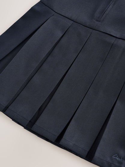 Clarks Navy Girls Zip Front Pleated School Pinafores Dresses 2 Pack image 6
