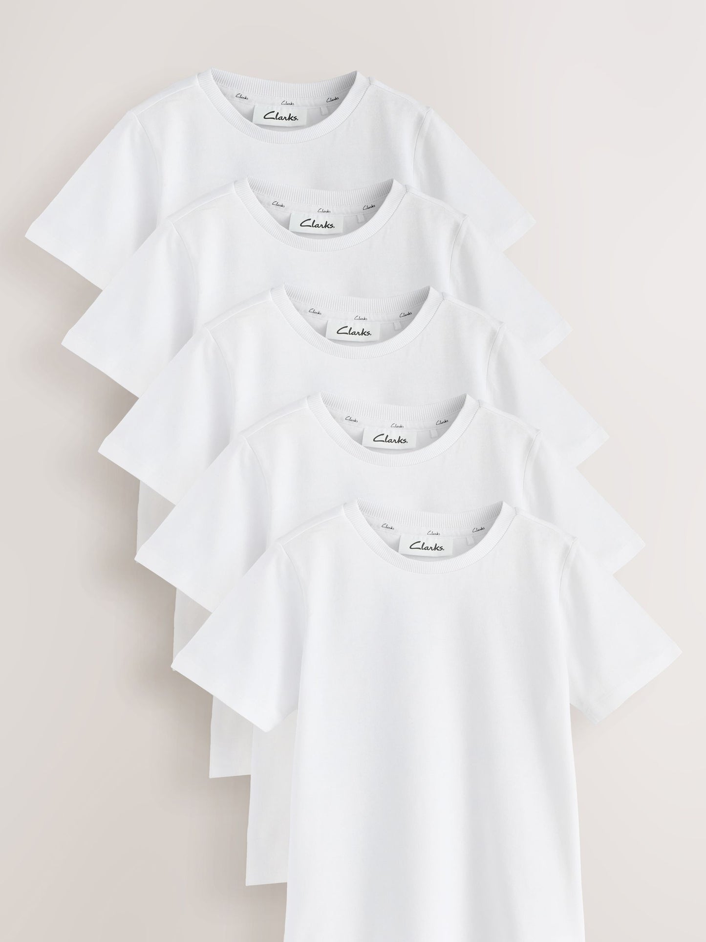 Dsiney Kidz - Clarks White Unisex Sports T-Shirts 5 Pack image 1