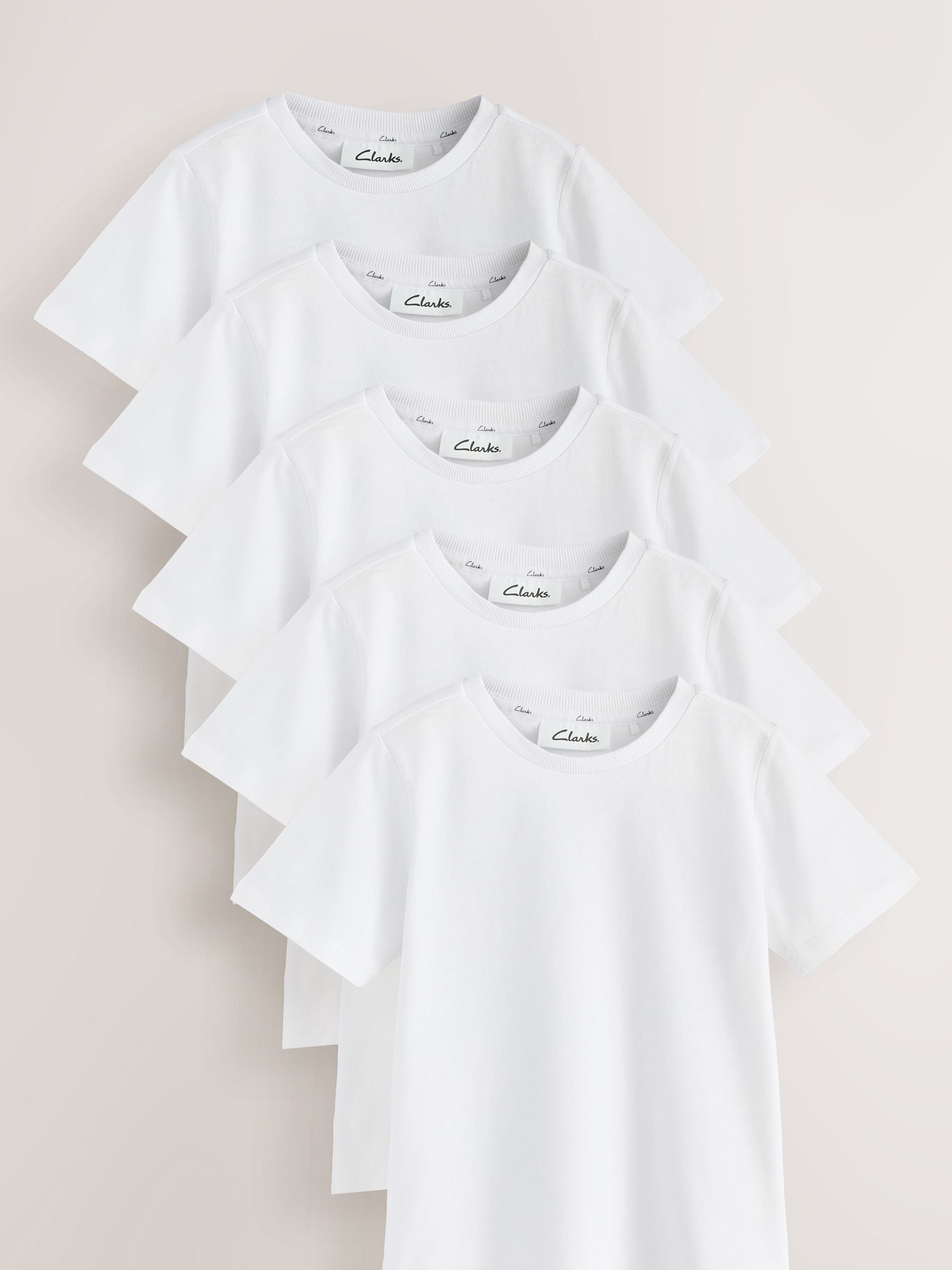 Dsiney Kidz - Clarks White Unisex Sports T-Shirts 5 Pack image 1