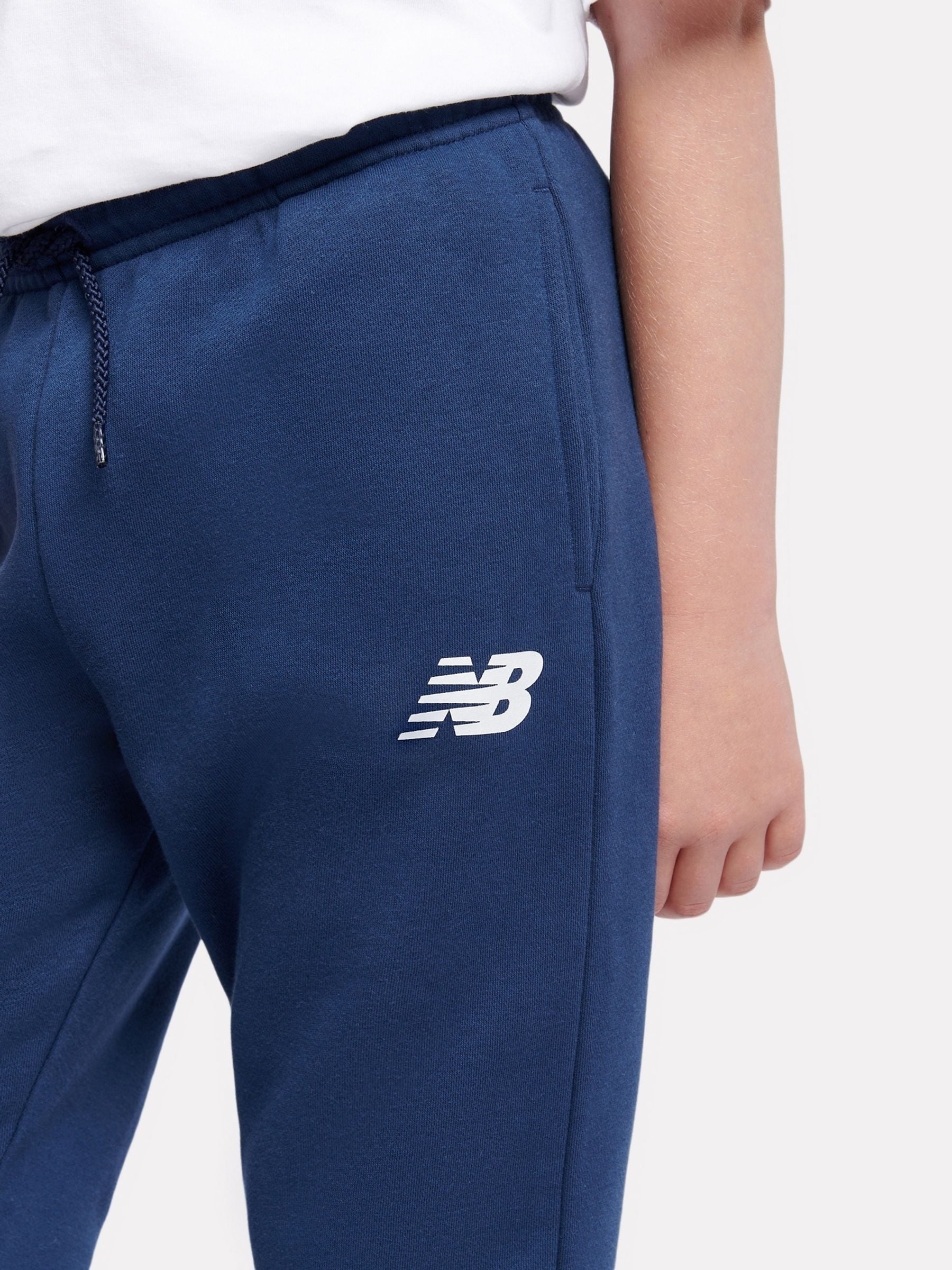 New Balance Blue Boys Brush Back Stacked Logo Joggers image 4