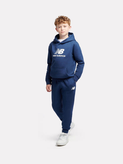 New Balance Blue Boys Brush Back Stacked Logo Joggers image 5