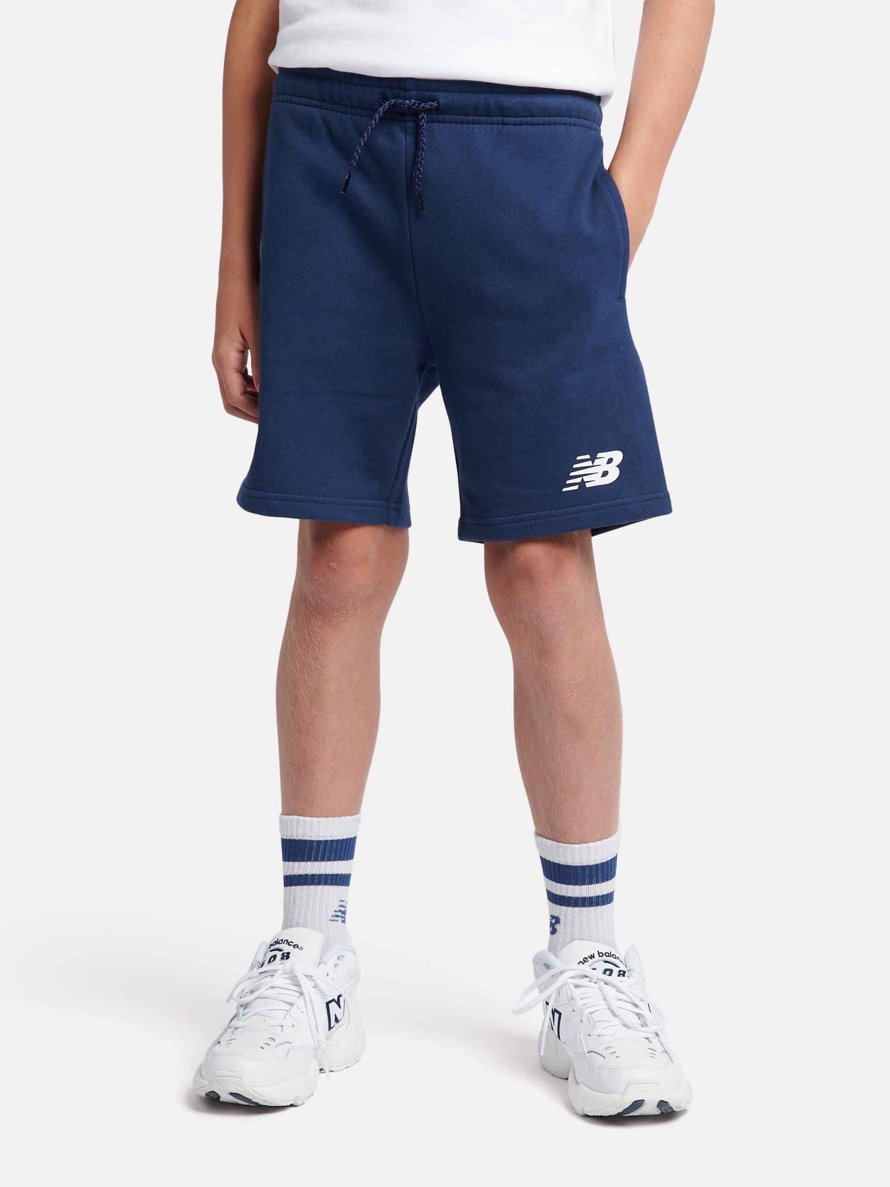 Dsiney Kidz - New Balance Blue Navy French Terry Stacked Logo Cotton Shorts image 1