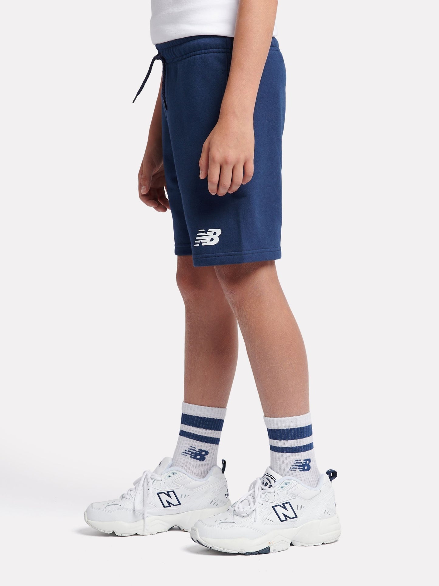Dsiney Kidz - New Balance Blue Navy French Terry Stacked Logo Cotton Shorts image 2