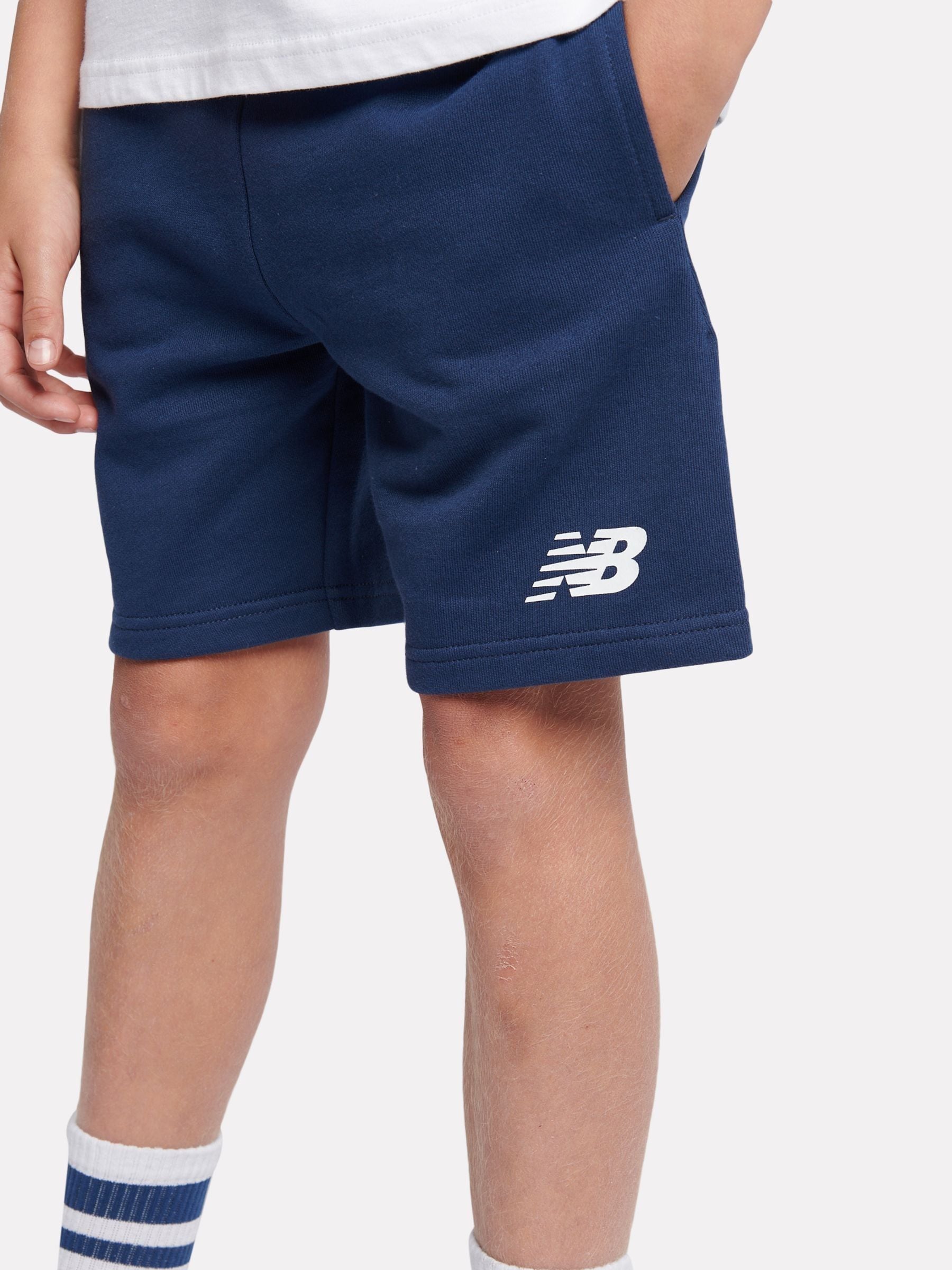 Dsiney Kidz - New Balance Blue Navy French Terry Stacked Logo Cotton Shorts image 4