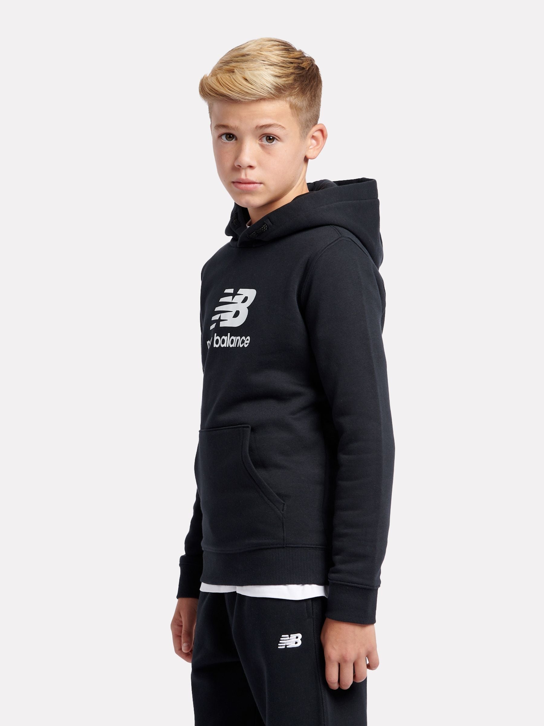 Dsiney Kidz - New Balance Black French Terry Stacked Logo Cotton Hoodie image 2