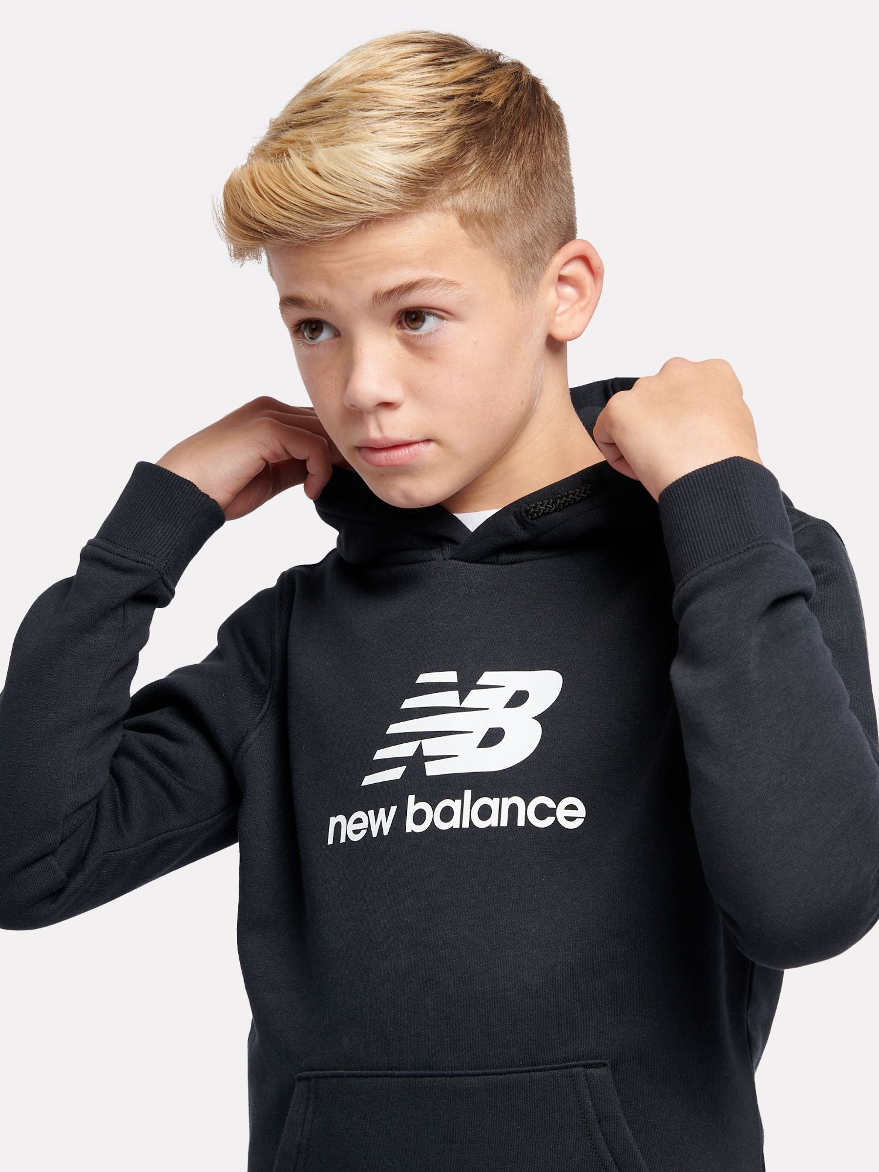 Dsiney Kidz - New Balance Black French Terry Stacked Logo Cotton Hoodie image 4