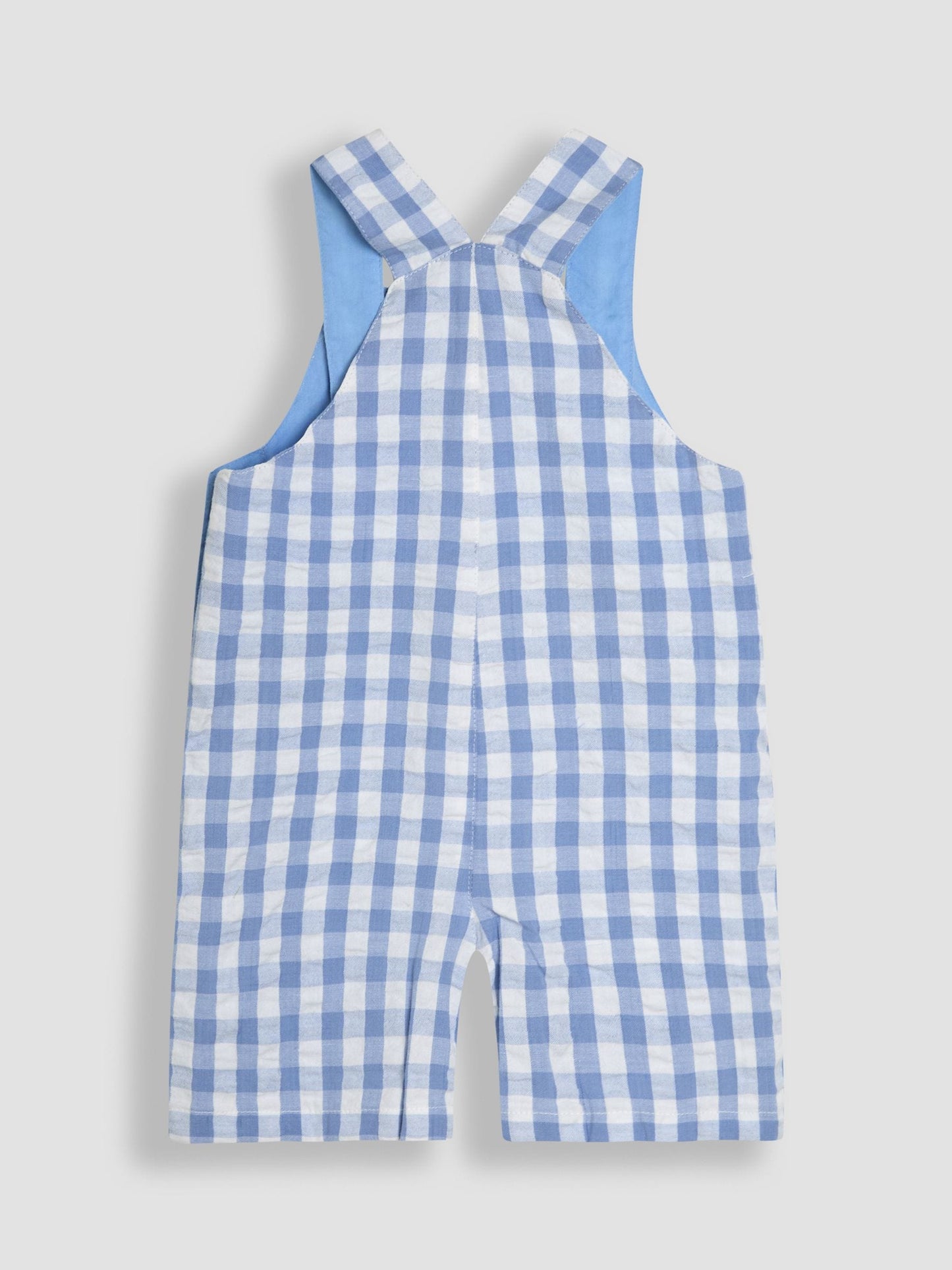 JoJo Maman Bébé Blue 3-Piece Peter Rabbit™ Gingham Dungarees & Body Set image 3