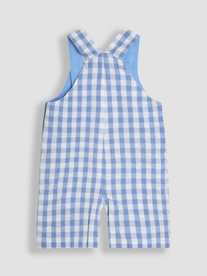JoJo Maman Bébé Blue 3-Piece Peter Rabbit™ Gingham Dungarees & Body Set image 3