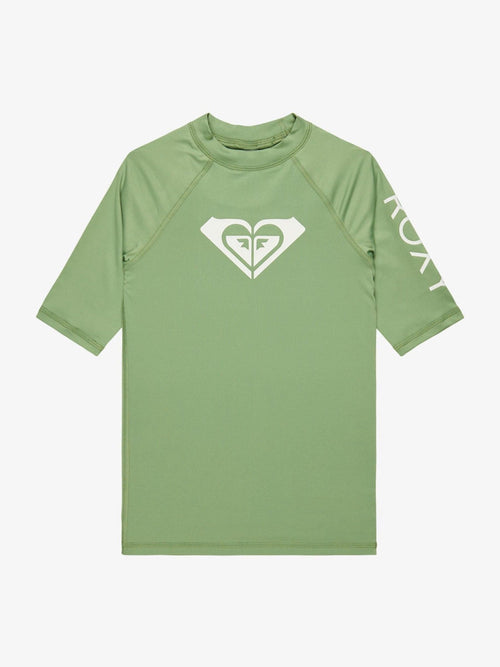 Dsiney Kidz - Roxy Green Girls Wholehearted Short Sleeve Logo Rash Vest image 1