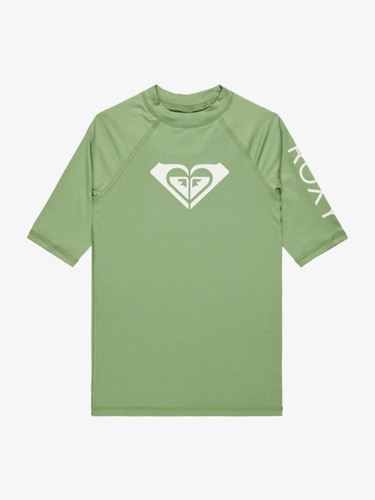 Dsiney Kidz - Roxy Green Girls Wholehearted Short Sleeve Logo Rash Vest image 1
