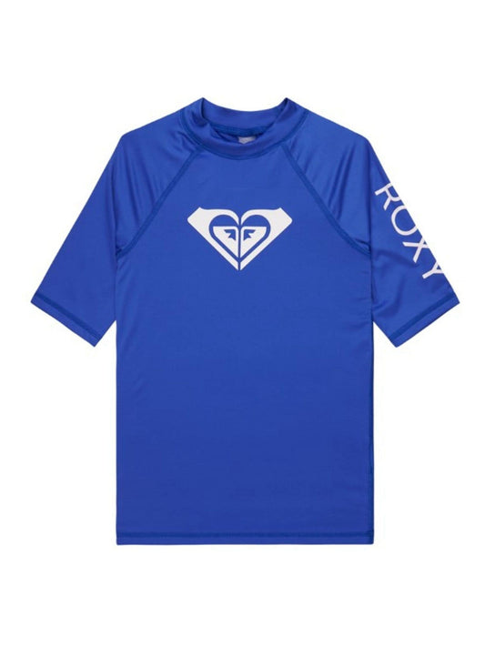 Dsiney Kidz - Roxy Blue Girls Wholehearted Short Sleeve Logo Rash Vest image 1