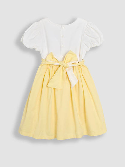 Dsiney Kidz - JoJo Maman Bébé Yellow Smocked Satin Party Dress image 3