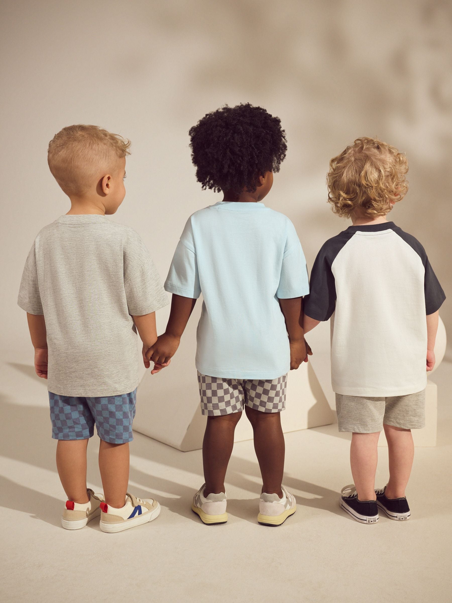 Blue/Grey Short Sleeve T-Shirts & Shorts Set 3 Pack (3mths-7yrs) image 4