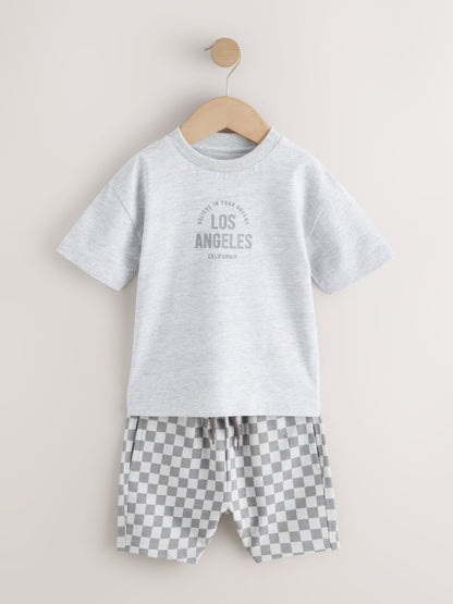 Blue/Grey Short Sleeve T-Shirts & Shorts Set 3 Pack (3mths-7yrs) image 5