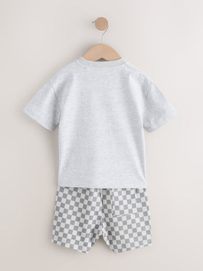 Blue/Grey Short Sleeve T-Shirts & Shorts Set 3 Pack (3mths-7yrs) image 7