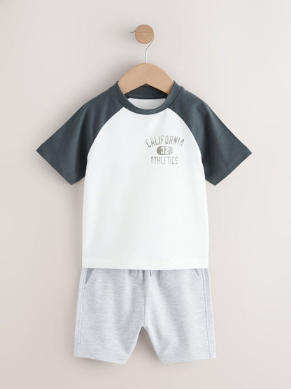 Blue/Grey Short Sleeve T-Shirts & Shorts Set 3 Pack (3mths-7yrs) image 10