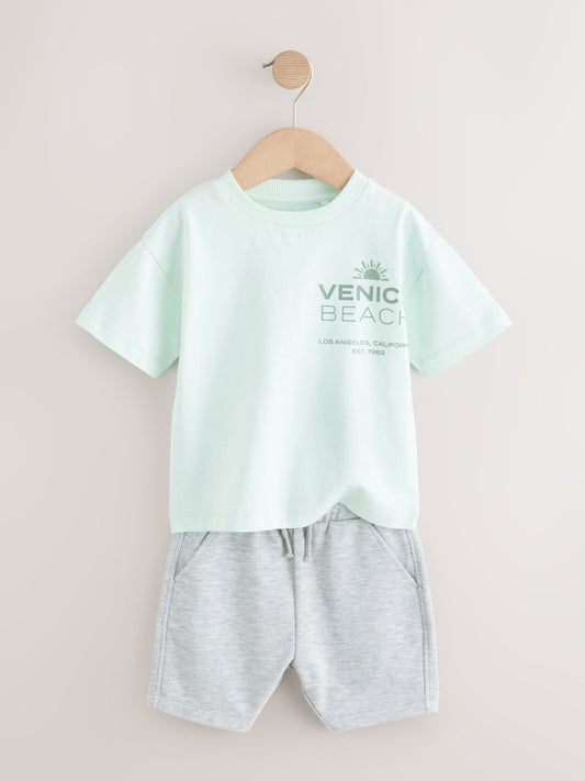 Multi Pastel Short Sleeve T-Shirts & Shorts Set 3 Pack (3mths-7yrs) image 3