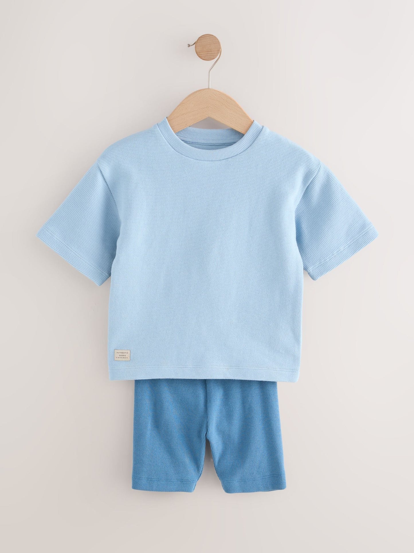 Multi Neutral Short Sleeve Textured T-Shirts & Cycling Shorts 3 Pack (3mths-7yrs) image 6