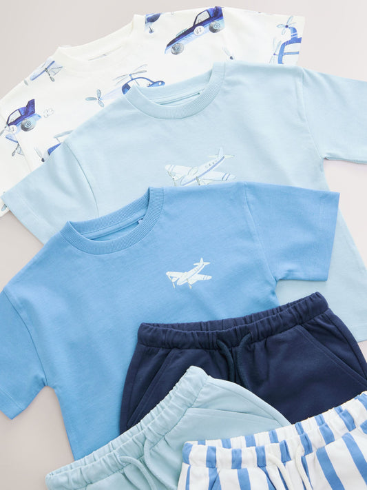 Blue Transport Short Sleeve T-Shirts & Shorts Set 3 Pack (3mths-7yrs) image 3
