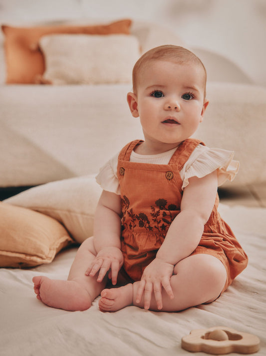 Rust Brown Short Sleeve Baby Bodysuit and Dungarees Set (0mths-2yrs) image 1