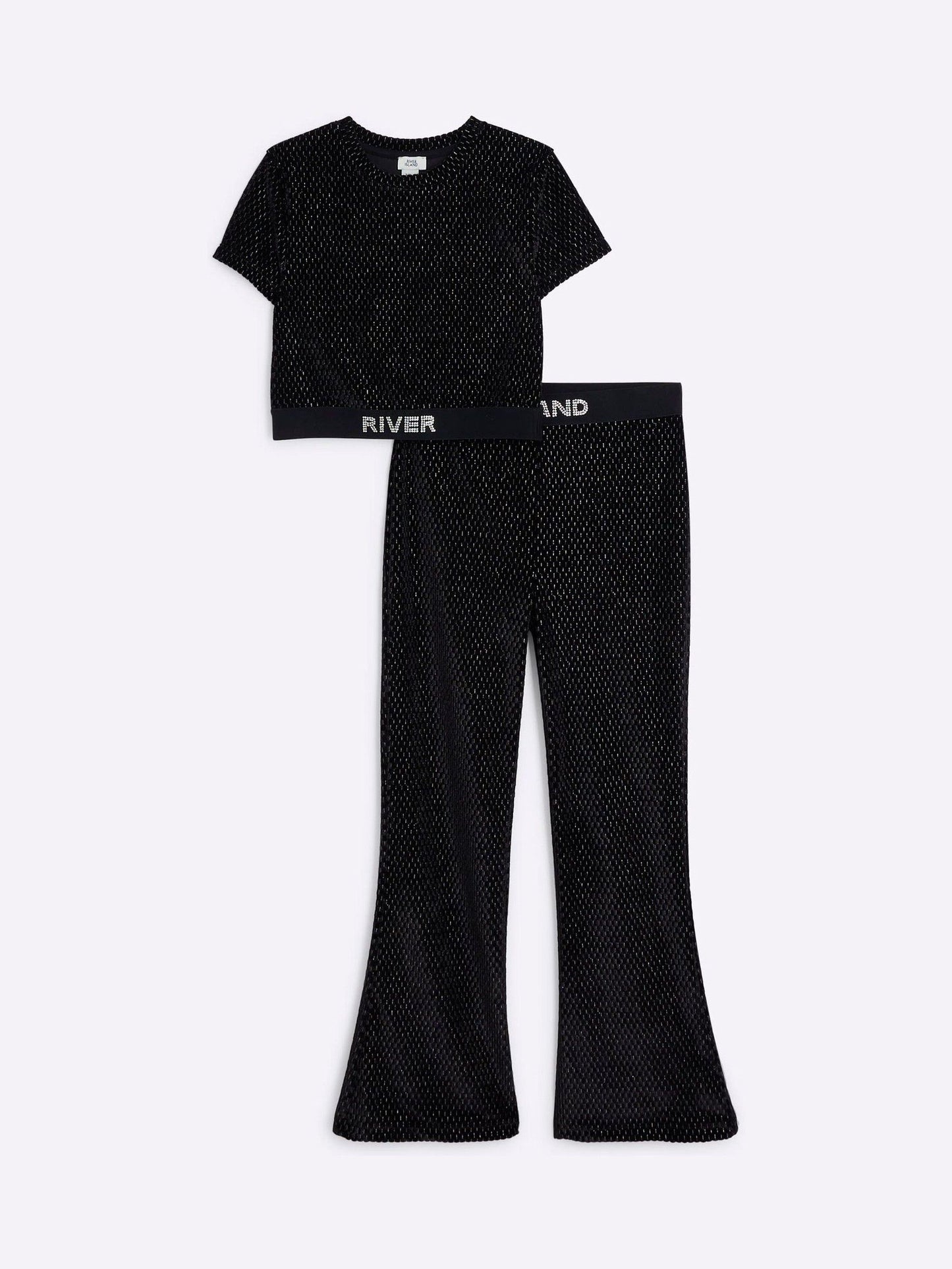 Dsiney Kidz - River Island Black Velvet Cotton Kickflare Set image 1