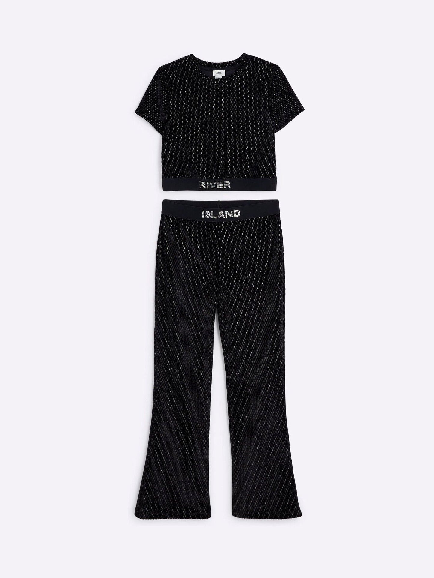 Dsiney Kidz - River Island Black Velvet Cotton Kickflare Set image 3