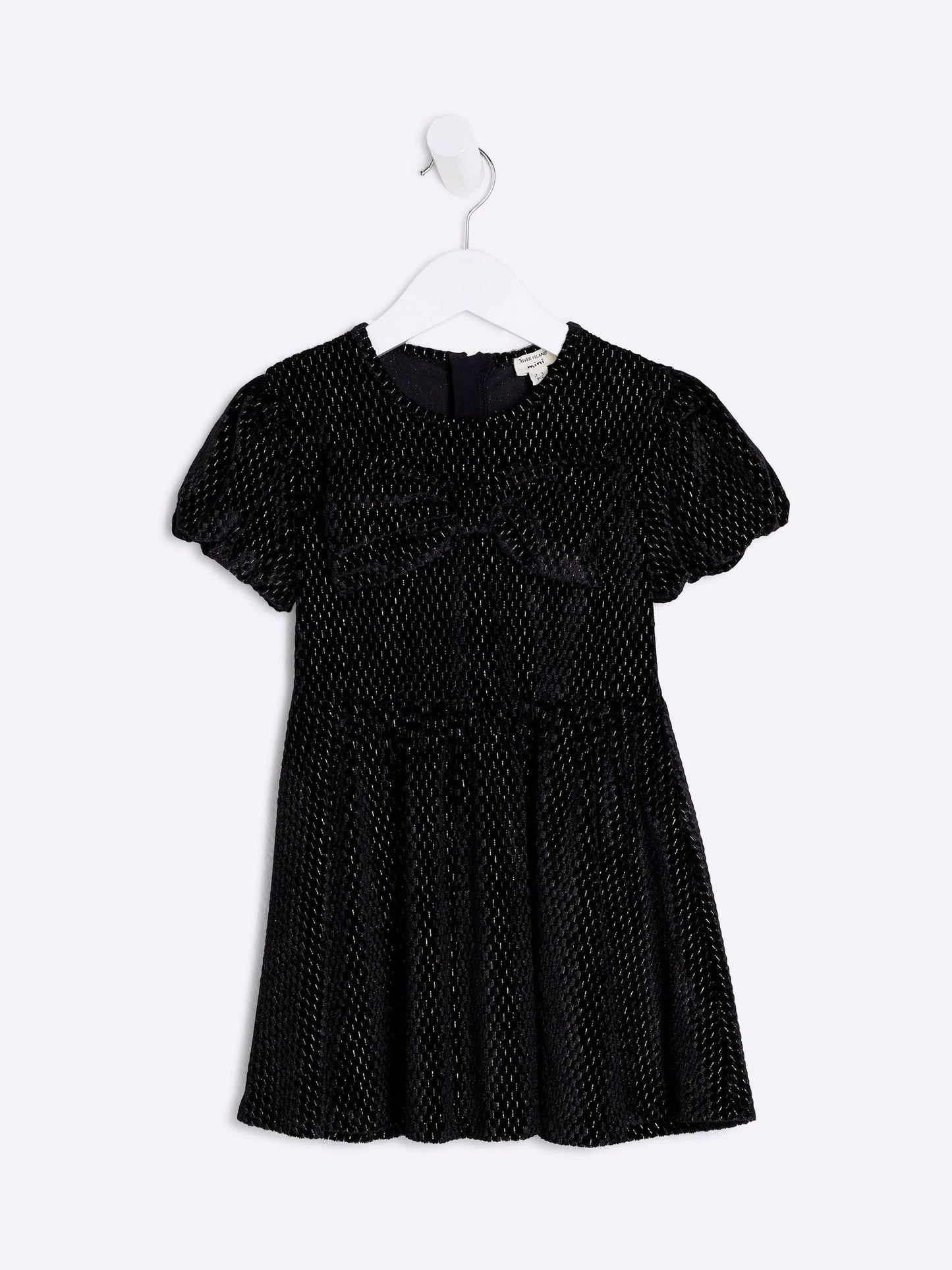 River Island Black Velvet Bow Cotton Dress image 1
