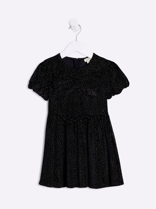 Dsiney Kidz - River Island Black Velvet Bow Cotton Dress image 1