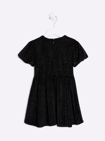 River Island Black Velvet Bow Cotton Dress image 2