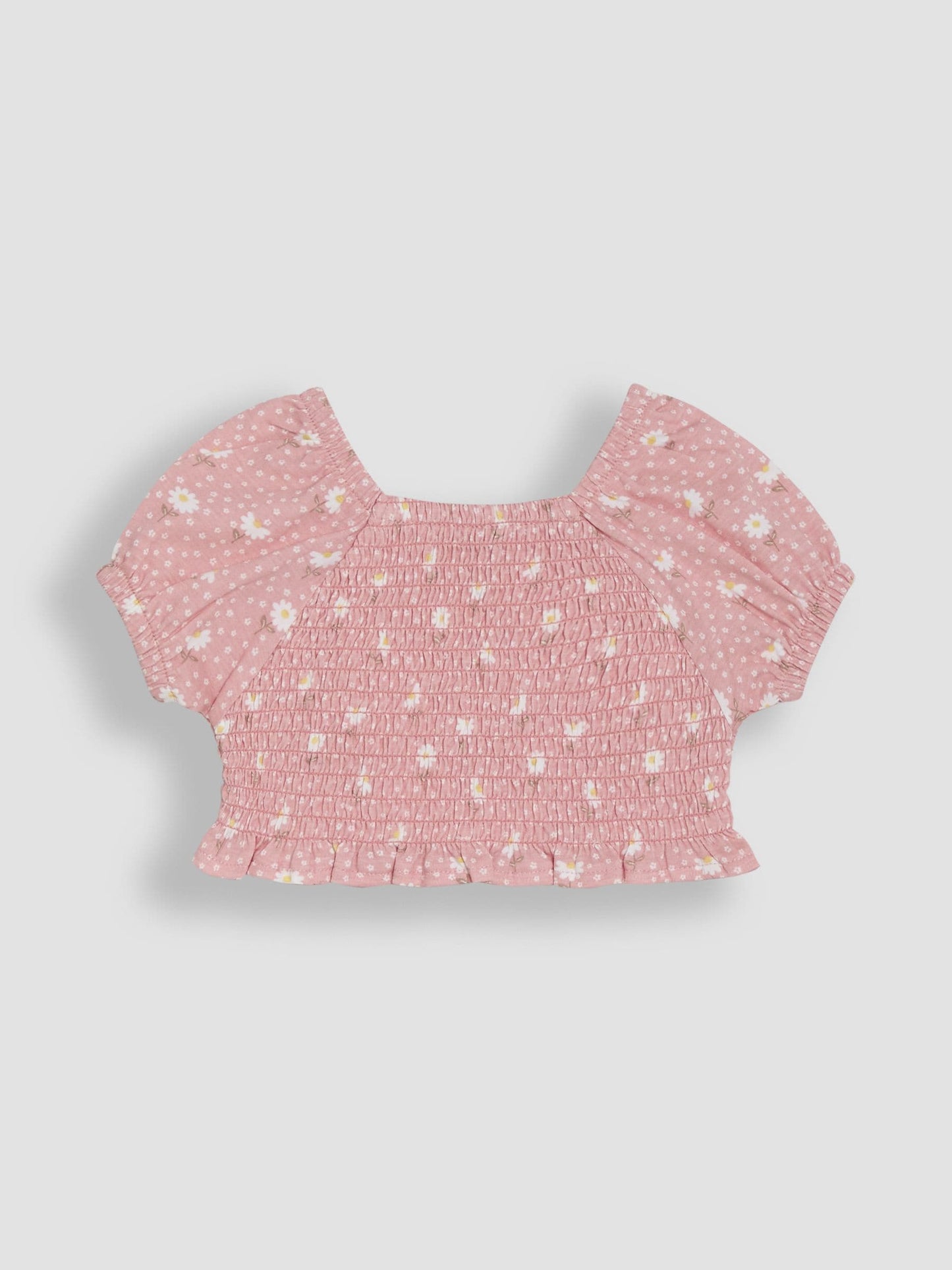 Dsiney Kidz - JoJo Maman Bébé Pink Daisy Smocked 100% Cotton T-Shirt & Skort Set 2 Piece image 2
