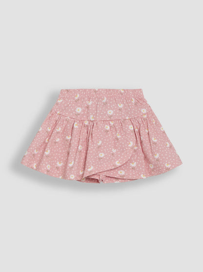 Dsiney Kidz - JoJo Maman Bébé Pink Daisy Smocked 100% Cotton T-Shirt & Skort Set 2 Piece image 3