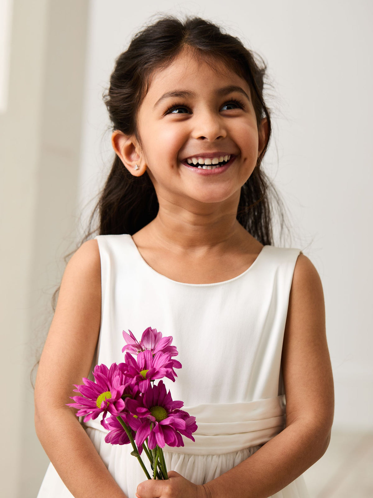 JoJo Maman Bébé Cream Girl Satin Flower Dress With Satin Sash - image 3