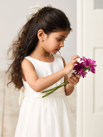 JoJo Maman Bébé Cream Girl Satin Flower Dress With Satin Sash - image 6