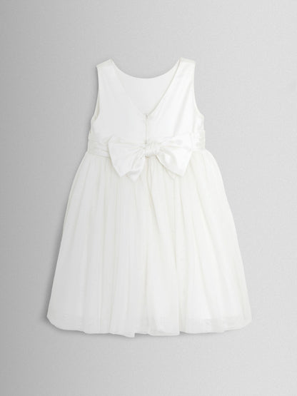 JoJo Maman Bébé Cream Girl Satin Flower Dress With Satin Sash - image 8