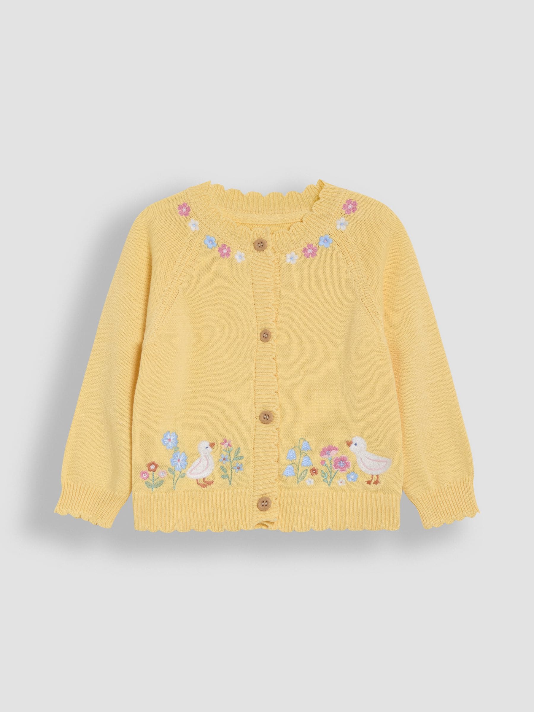 Dsiney Kidz - JoJo Maman Bébé Yellow Duck Embroidered Appliqué Character Cardigan image 6